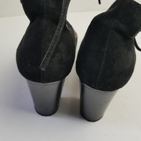 Sesto Meucci Suede Stacked Heel Lace Up Sandals - Picture 4 of 6